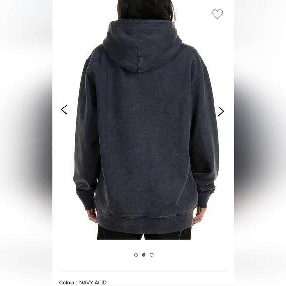 NWT TAIKAN Heavyweight Fleece Custom Pullover Hoodie Navy Acid - Picture 3 of 4